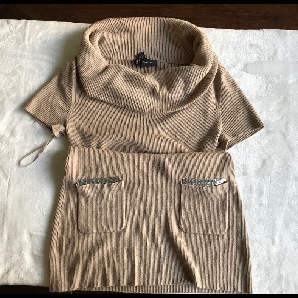 Oversized neck embellished pocket stretch tunictop